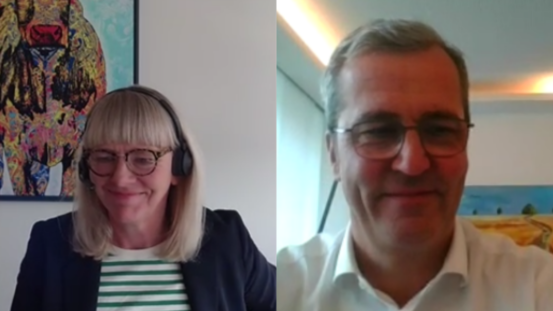 Screenshot von den Gesprächspartnern Nikola Steinbock (links) und Dr. Dirk Köckler (rechts)